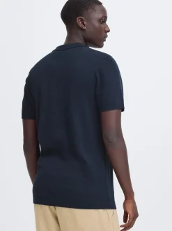 BLEND Herren Feinstrickpoloshirt - BHBray in blau