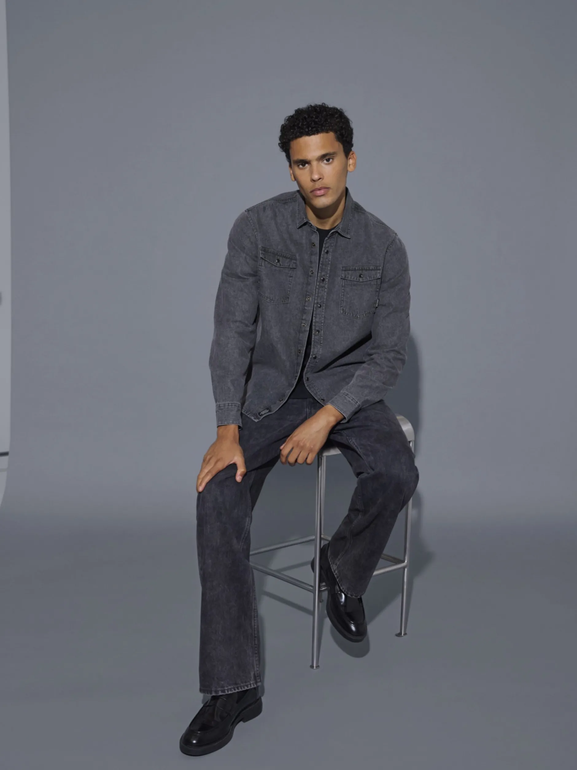 BLEND Herren Jeanshemd - BHDargo in grau