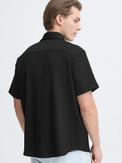 BLEND Herren Kurzarmhemd - BHAdrian in schwarz