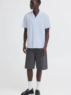 BLEND Herren Kurzarmhemd - BHBarny Cuba in hellblau