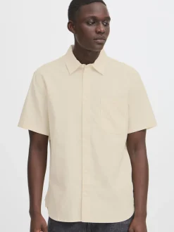 BLEND Herren Kurzarmhemd - BHBay Linen in beige