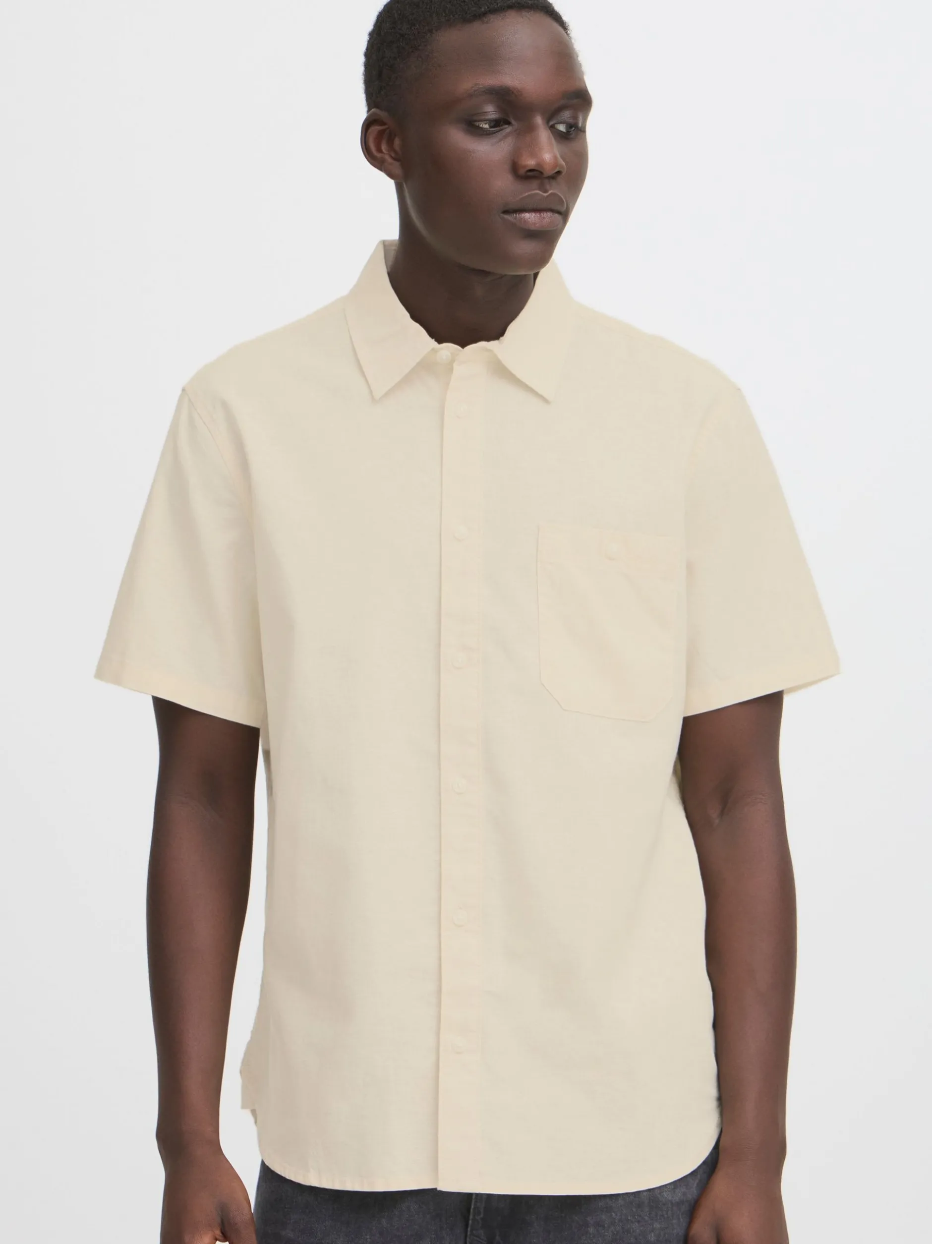 BLEND Herren Kurzarmhemd - BHBay Linen in beige