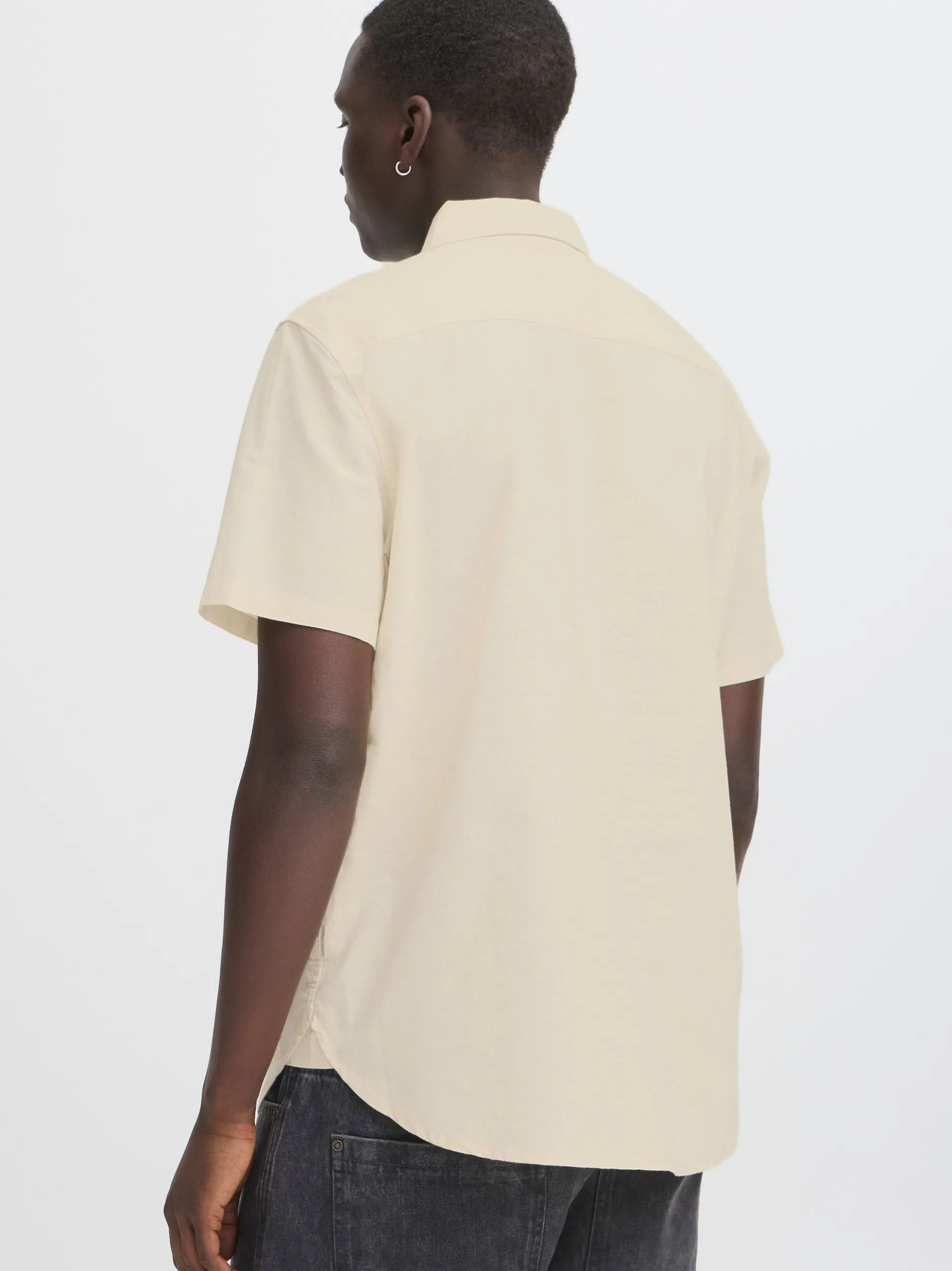 BLEND Herren Kurzarmhemd - BHBay Linen in beige