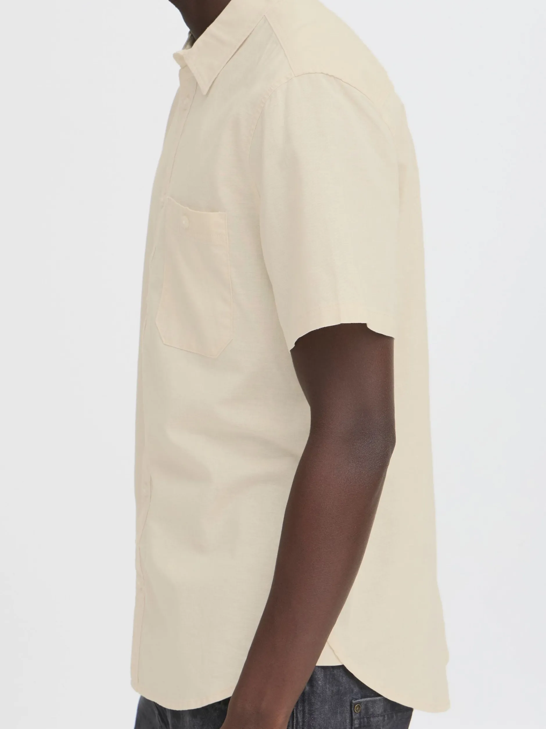BLEND Herren Kurzarmhemd - BHBay Linen in beige