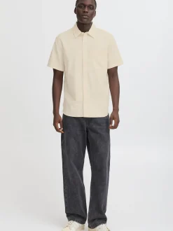 BLEND Herren Kurzarmhemd - BHBay Linen in beige