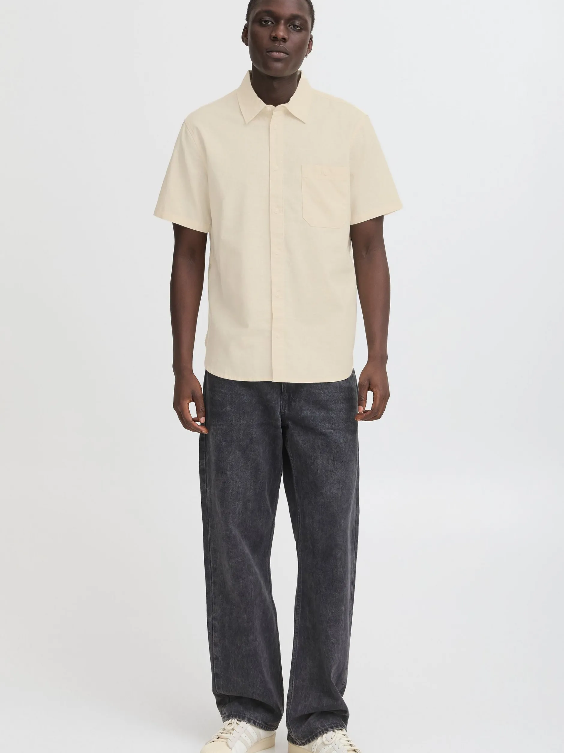 BLEND Herren Kurzarmhemd - BHBay Linen in beige