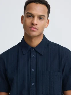 BLEND Herren Kurzarmhemd - BHDarius in blau