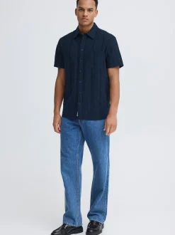 BLEND Herren Kurzarmhemd - BHDarius in blau