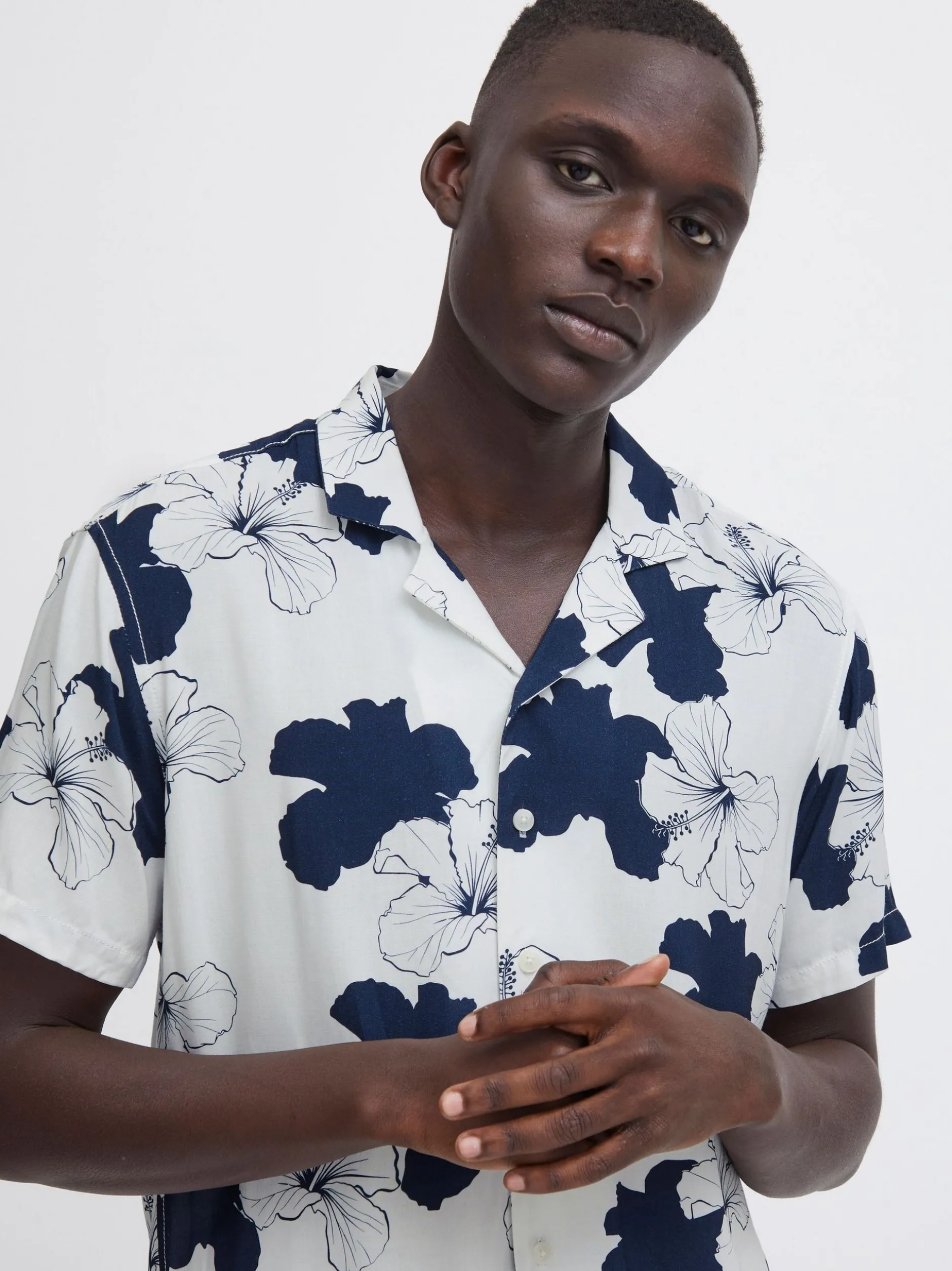 BLEND Herren Kurzarmhemd - BHShirt in blau