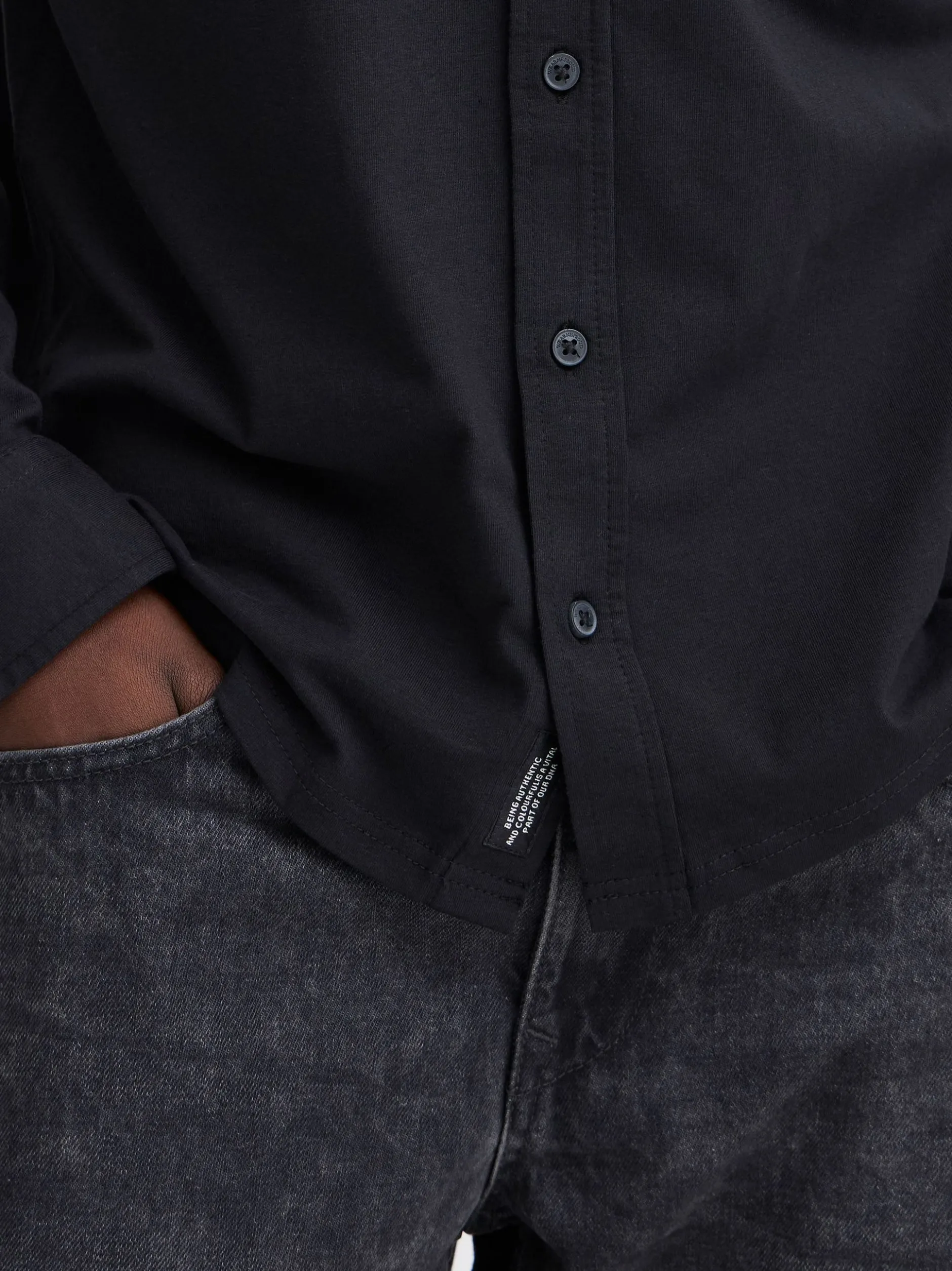 BLEND Herren Langarmhemd - BHAlo in schwarz