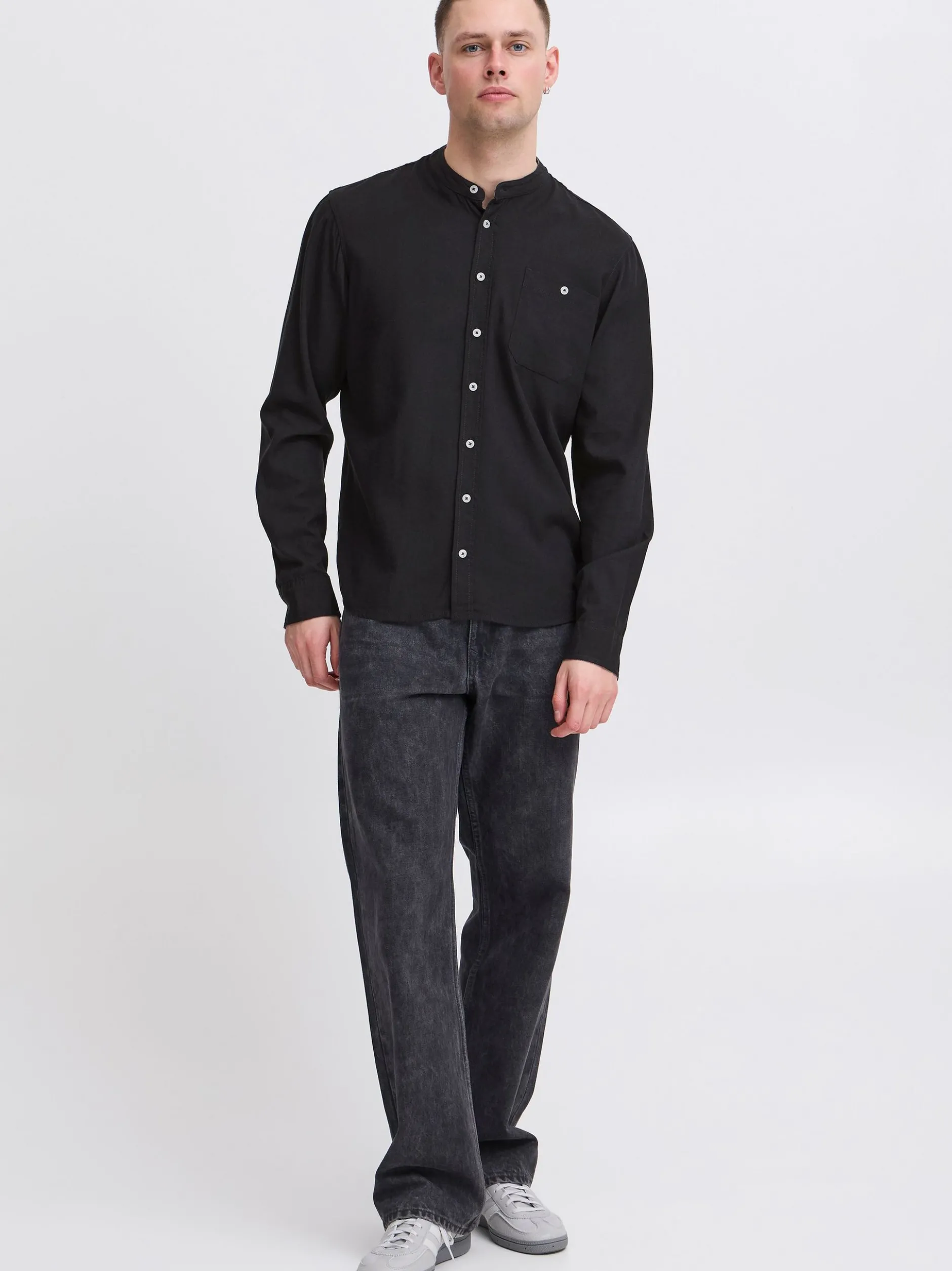 BLEND Herren Langarmhemd - BHBobby in schwarz