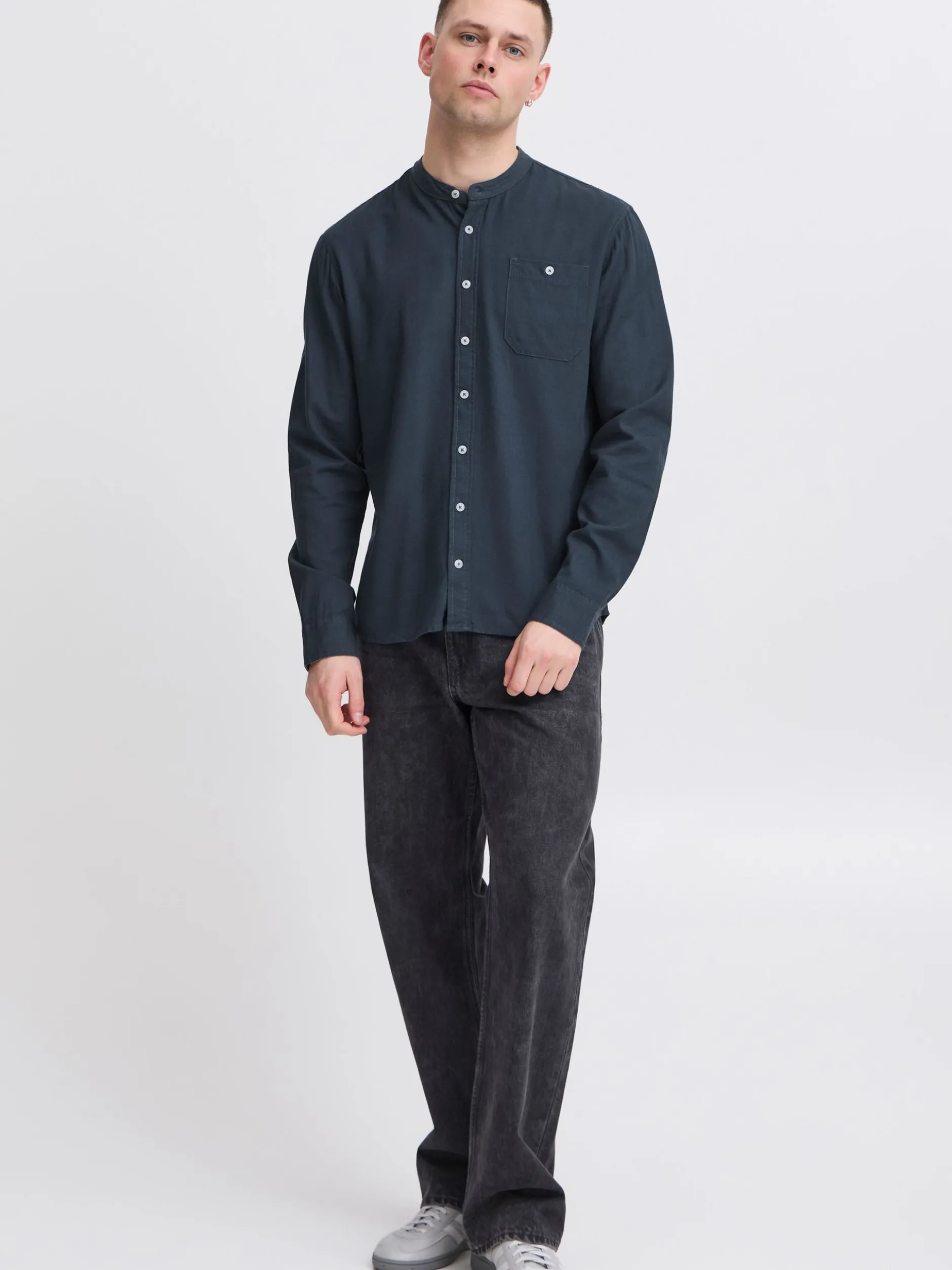 BLEND Herren Langarmhemd - BHBobby in blau