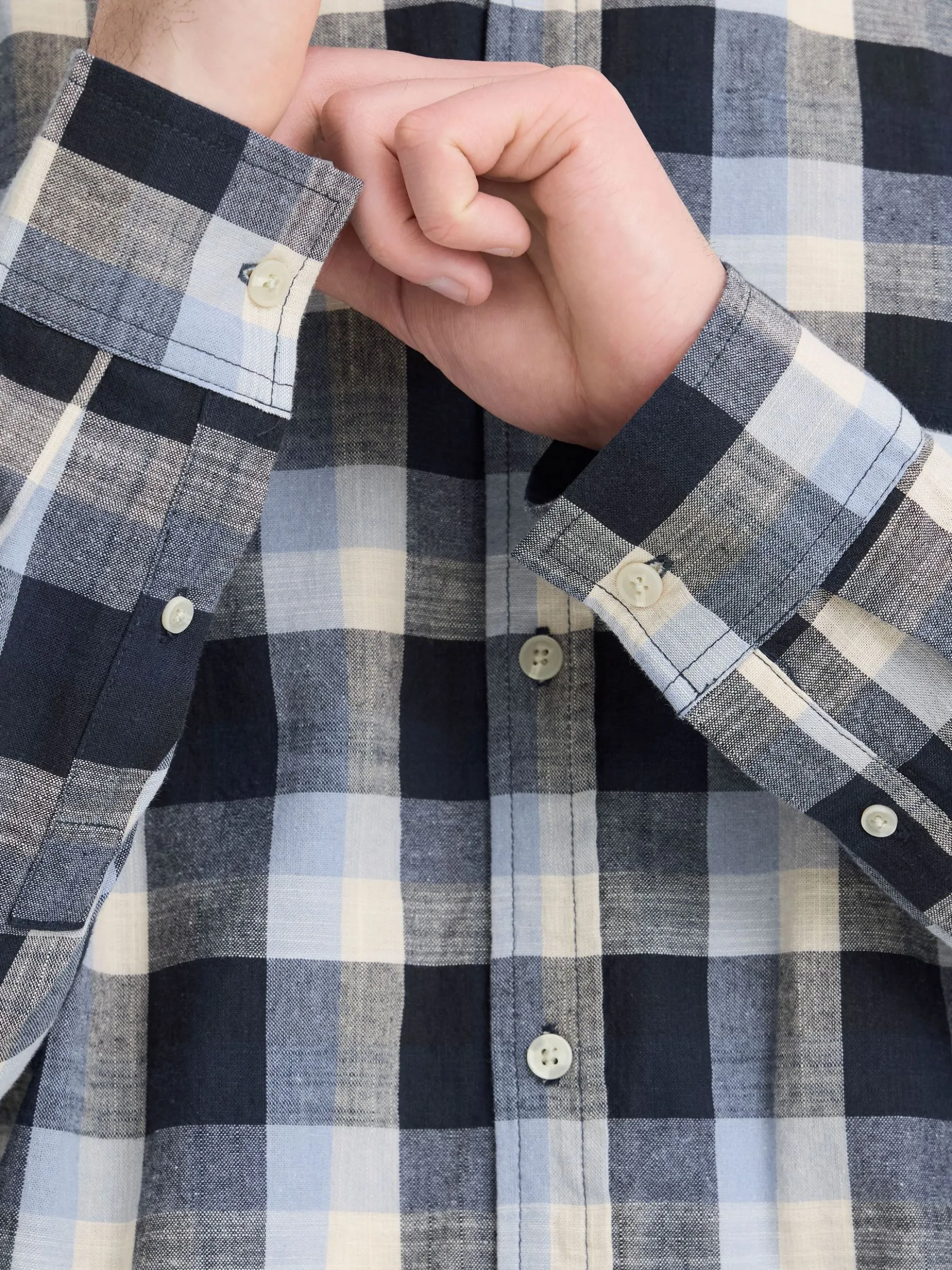 BLEND Herren Langarmhemd - BHDaris in blau