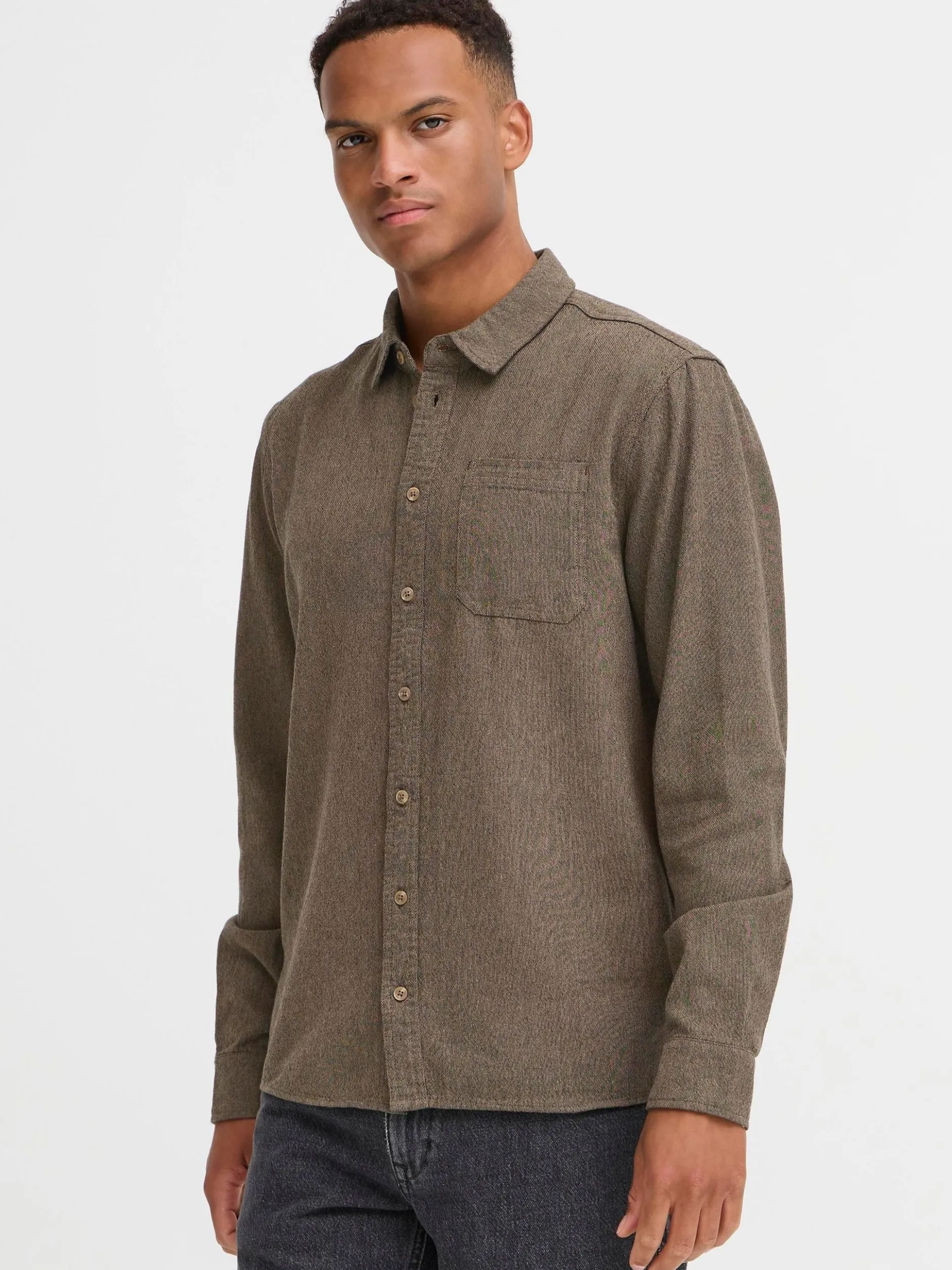 BLEND Herren Langarmhemd - BHDerek in beige