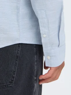 BLEND Herren Langarmhemd - BHDaris in blau