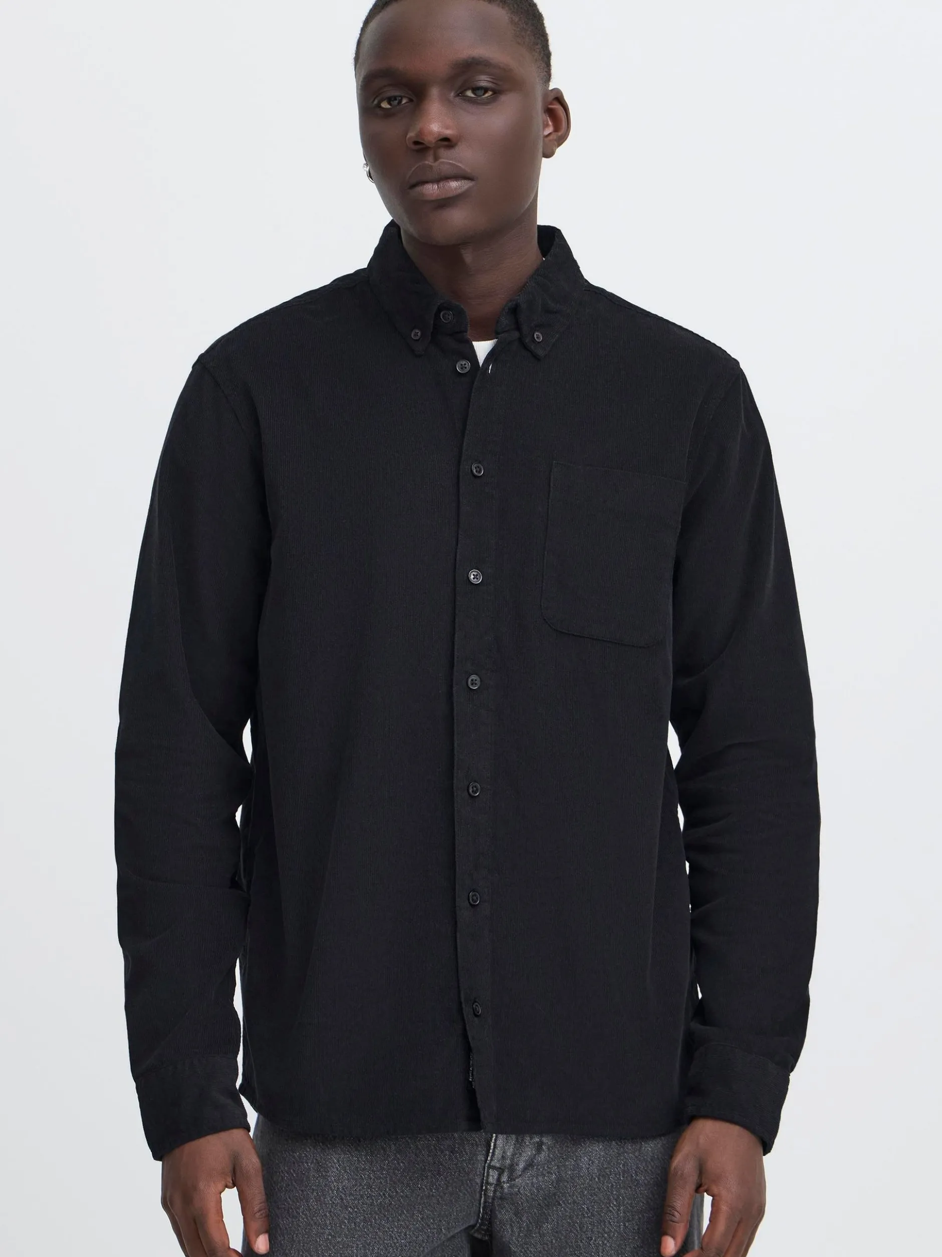 BLEND Herren Langarmhemd - BHDemir in schwarz