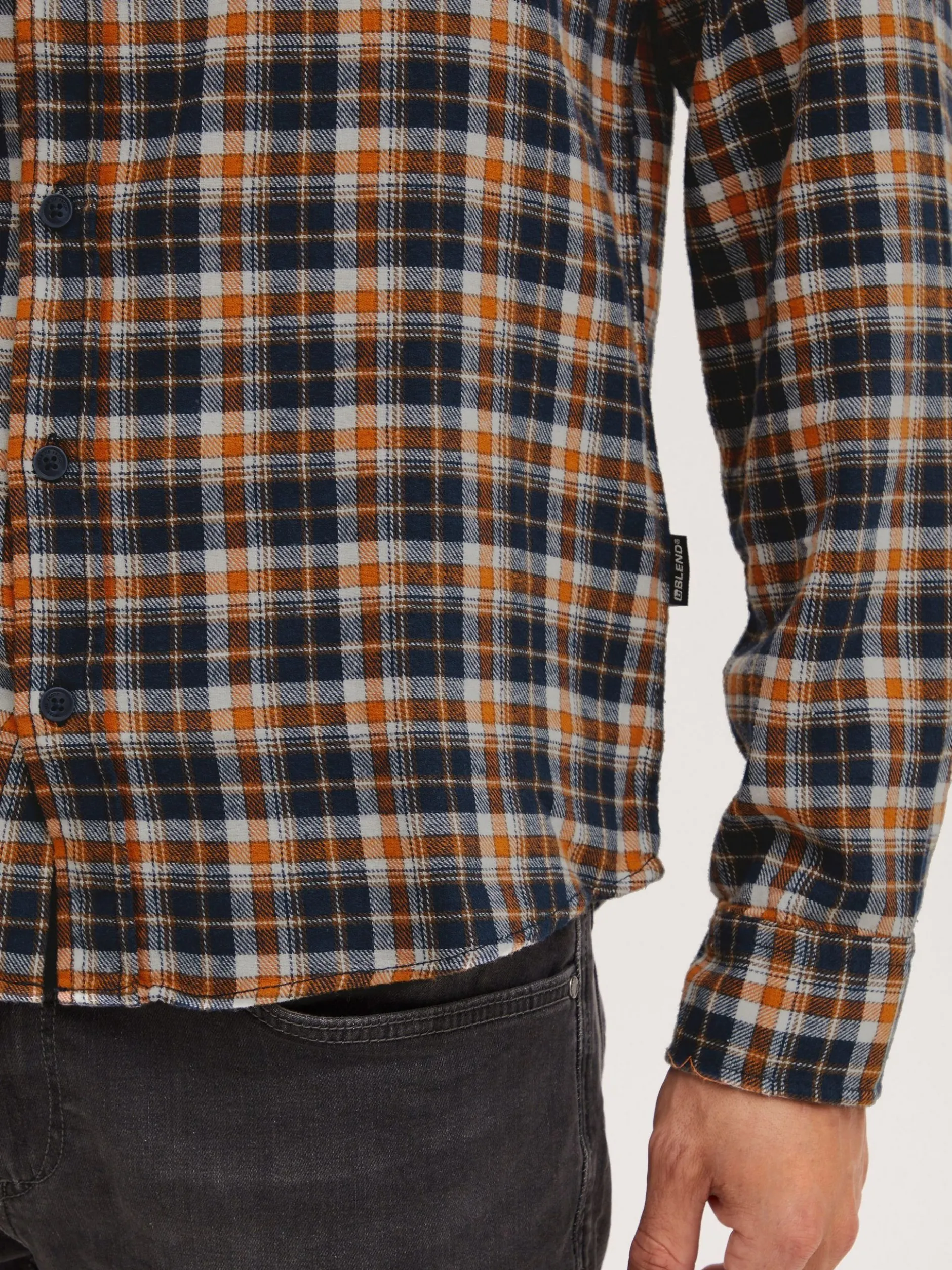 BLEND Herren Langarmhemd - BHHemd in blau