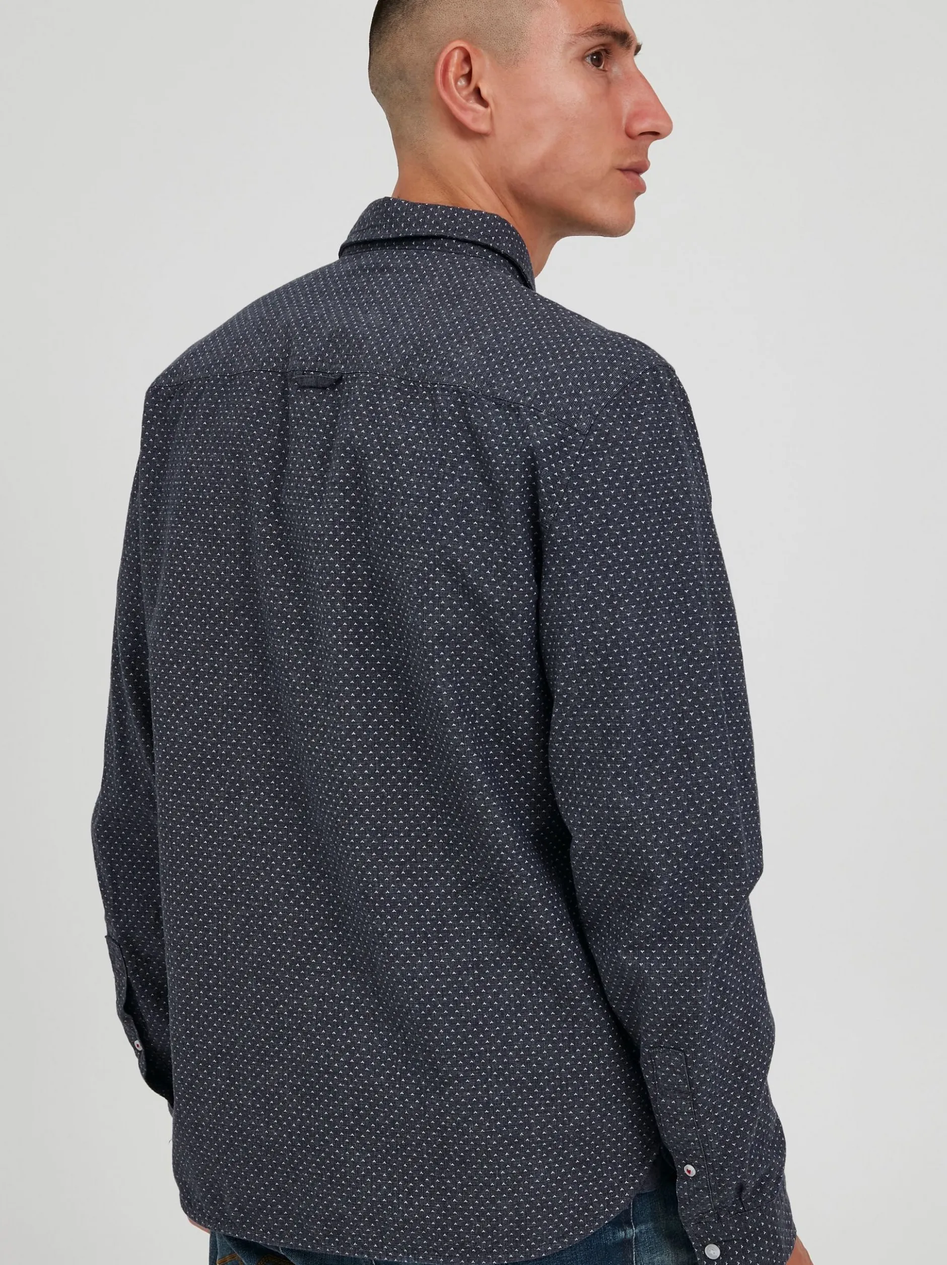BLEND Herren Langarmhemd - BHShirt in blau