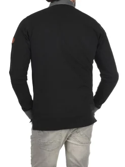 BLEND Herren Langarm-Poloshirt - BHRalle in schwarz