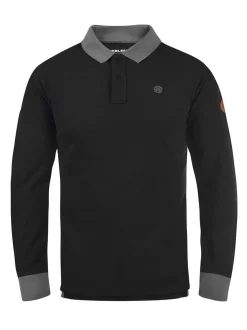 BLEND Herren Langarm-Poloshirt - BHRalle in schwarz