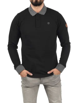 BLEND Herren Langarm-Poloshirt - BHRalle in schwarz