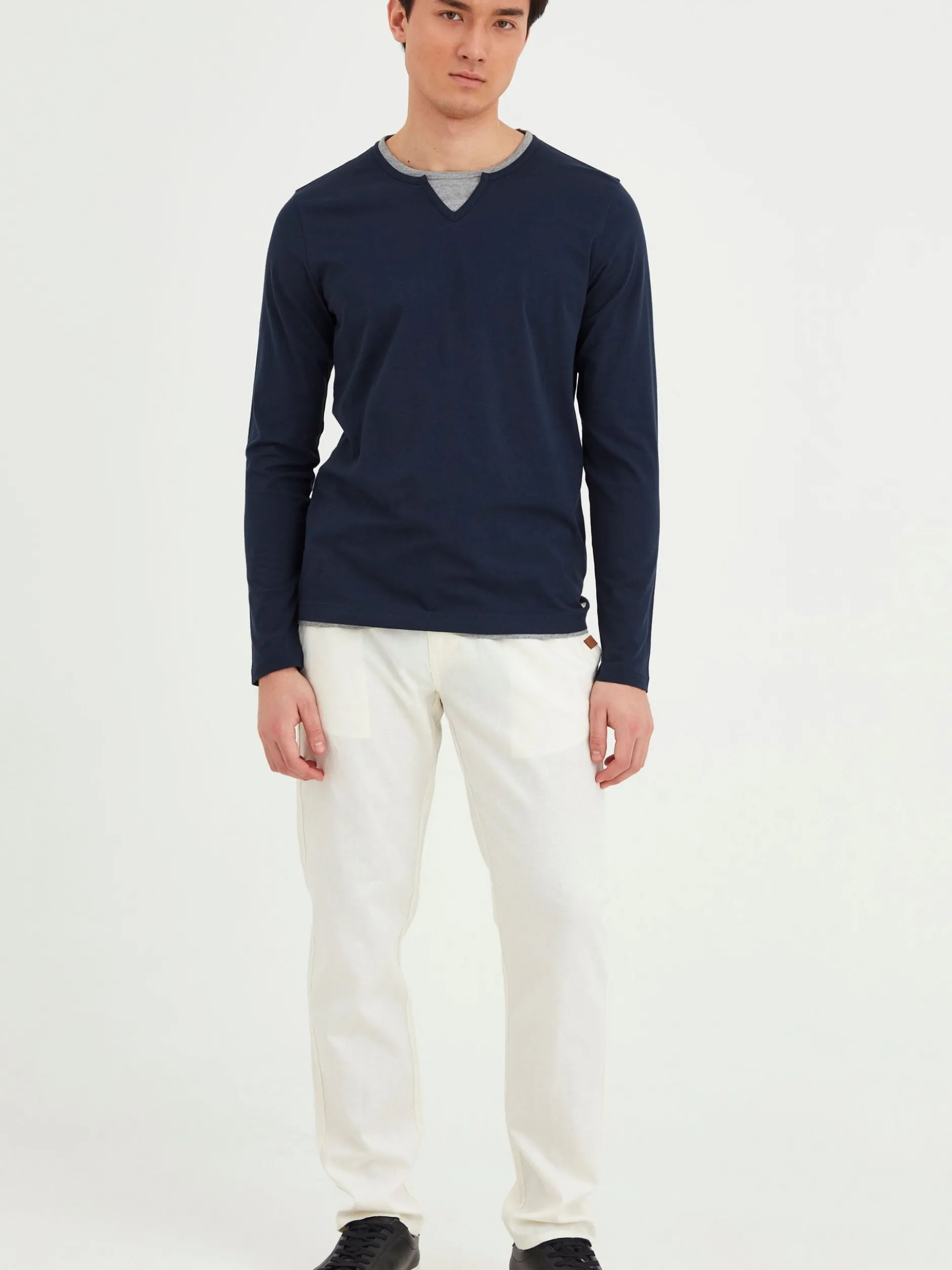 BLEND Herren Langarmshirt - BHLeonas in marine