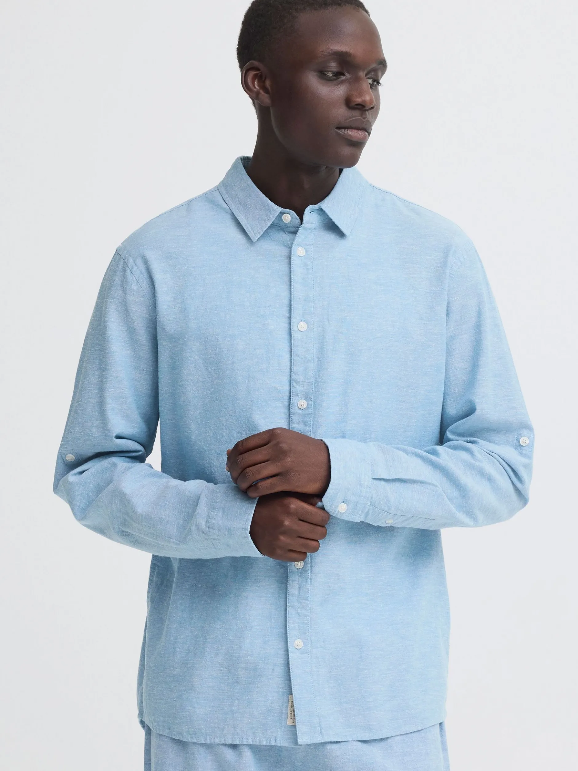 BLEND Herren Leinenhemd - BHAban in blau