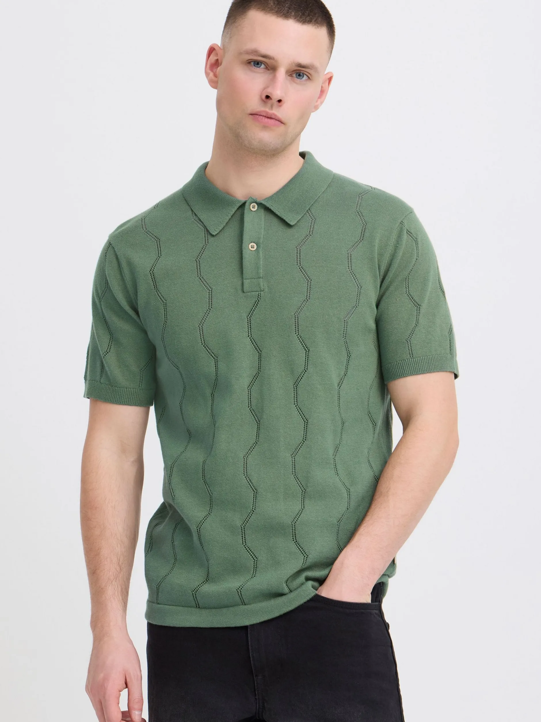 BLEND Herren Poloshirt - BHDuran Knit in grün