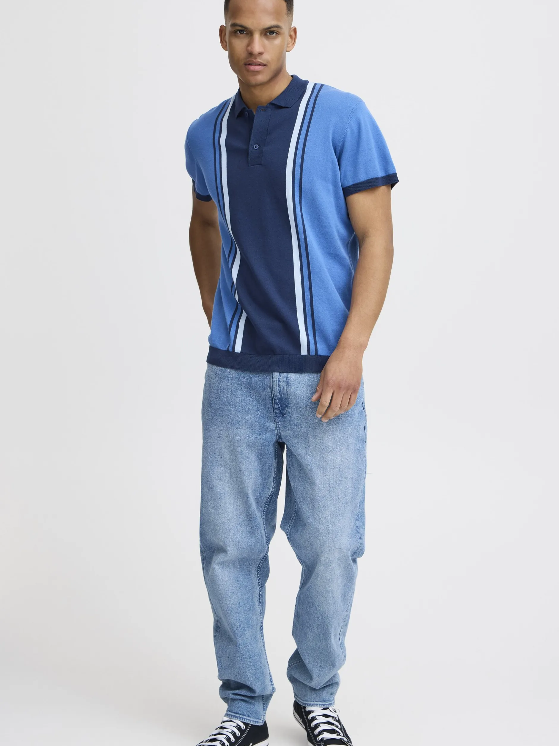 BLEND Herren Poloshirt in blau - Ausschnitt: Polokragen