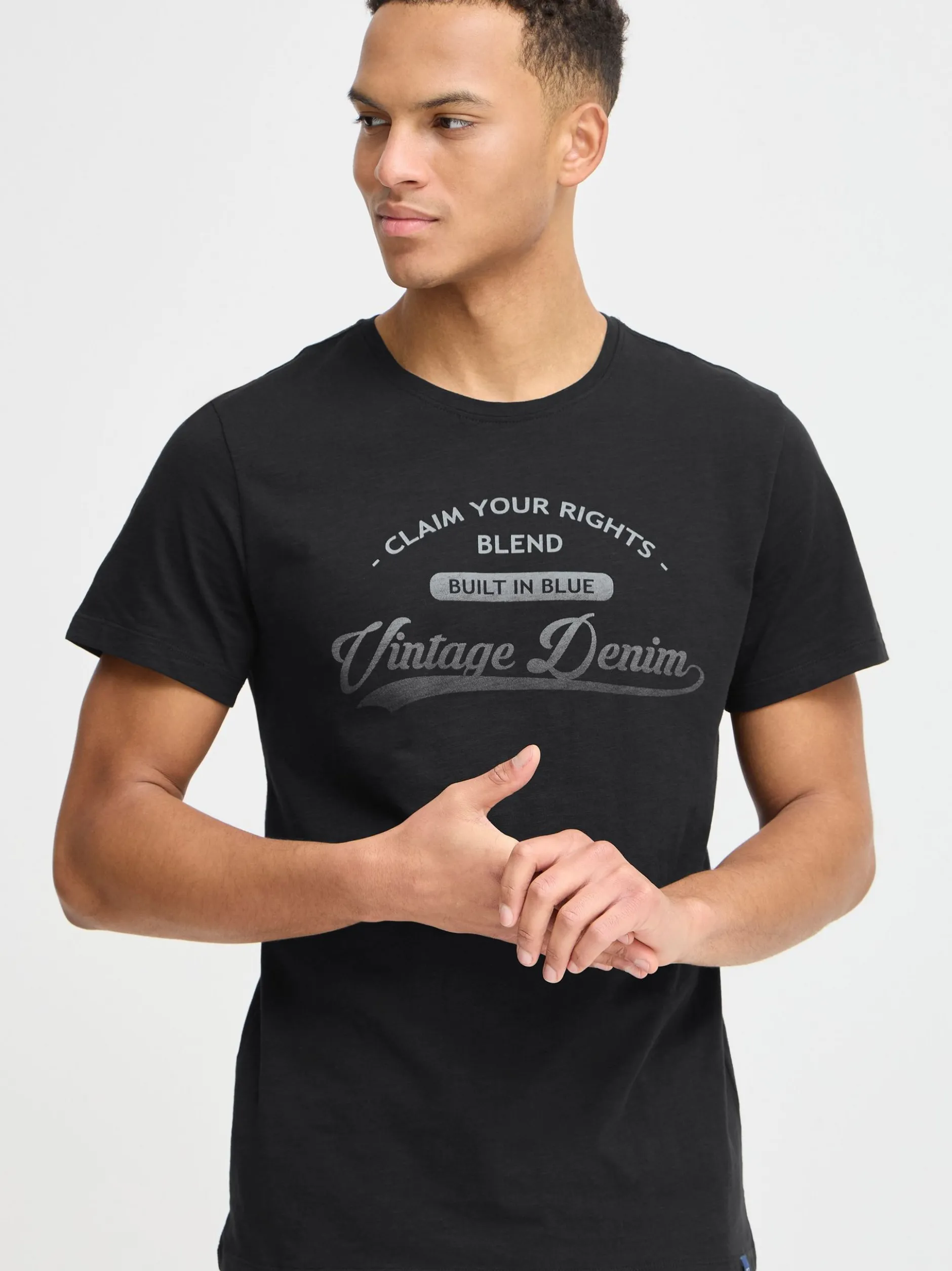 BLEND Herren Print-Shirt - BHPillo in schwarz