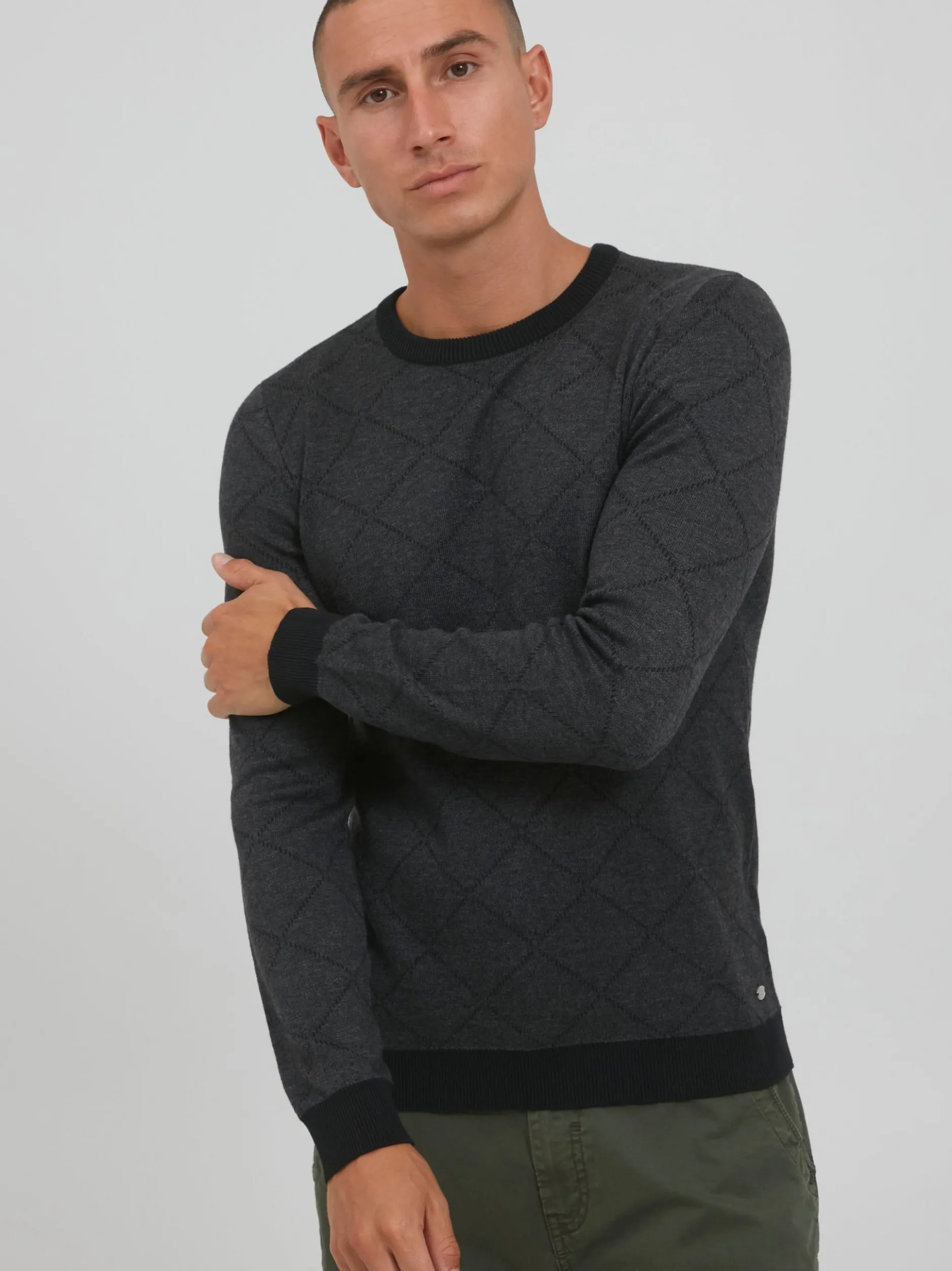 BLEND Herren Rundhalspullover - BHNison in anthrazit