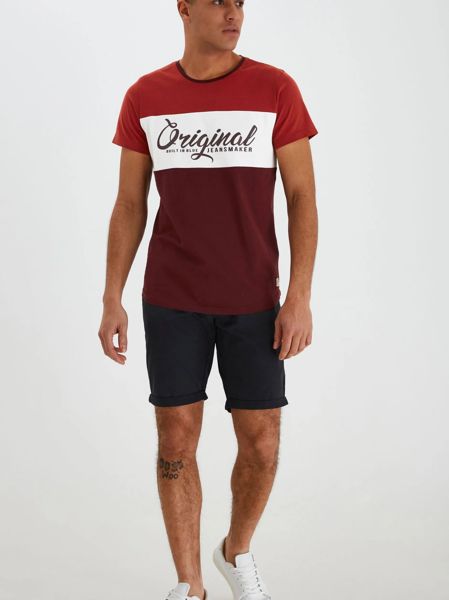 BLEND Herren Rundhalsshirt - BHNero in rot