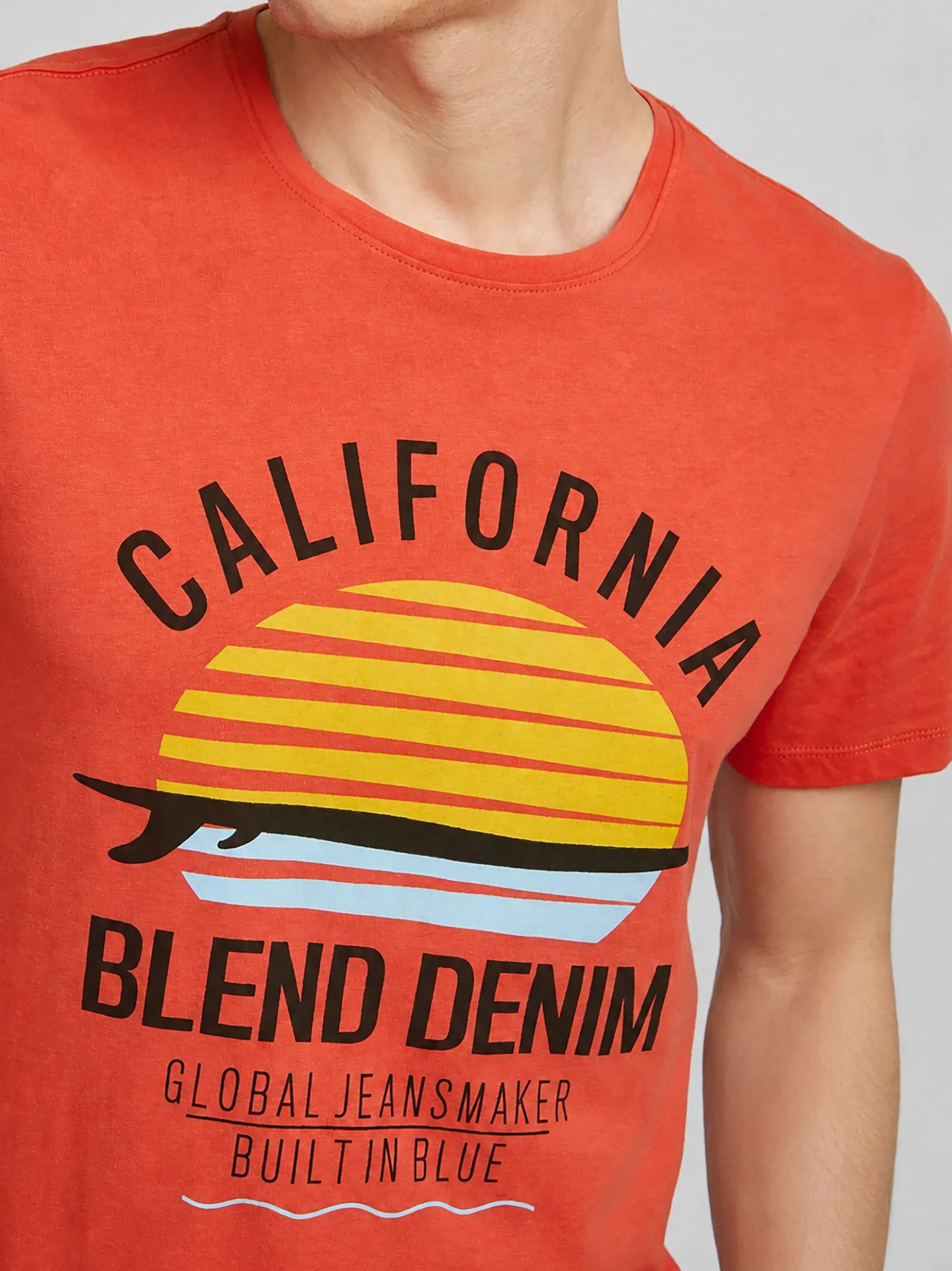 BLEND Herren Rundhalsshirt - BHCalifo in orange