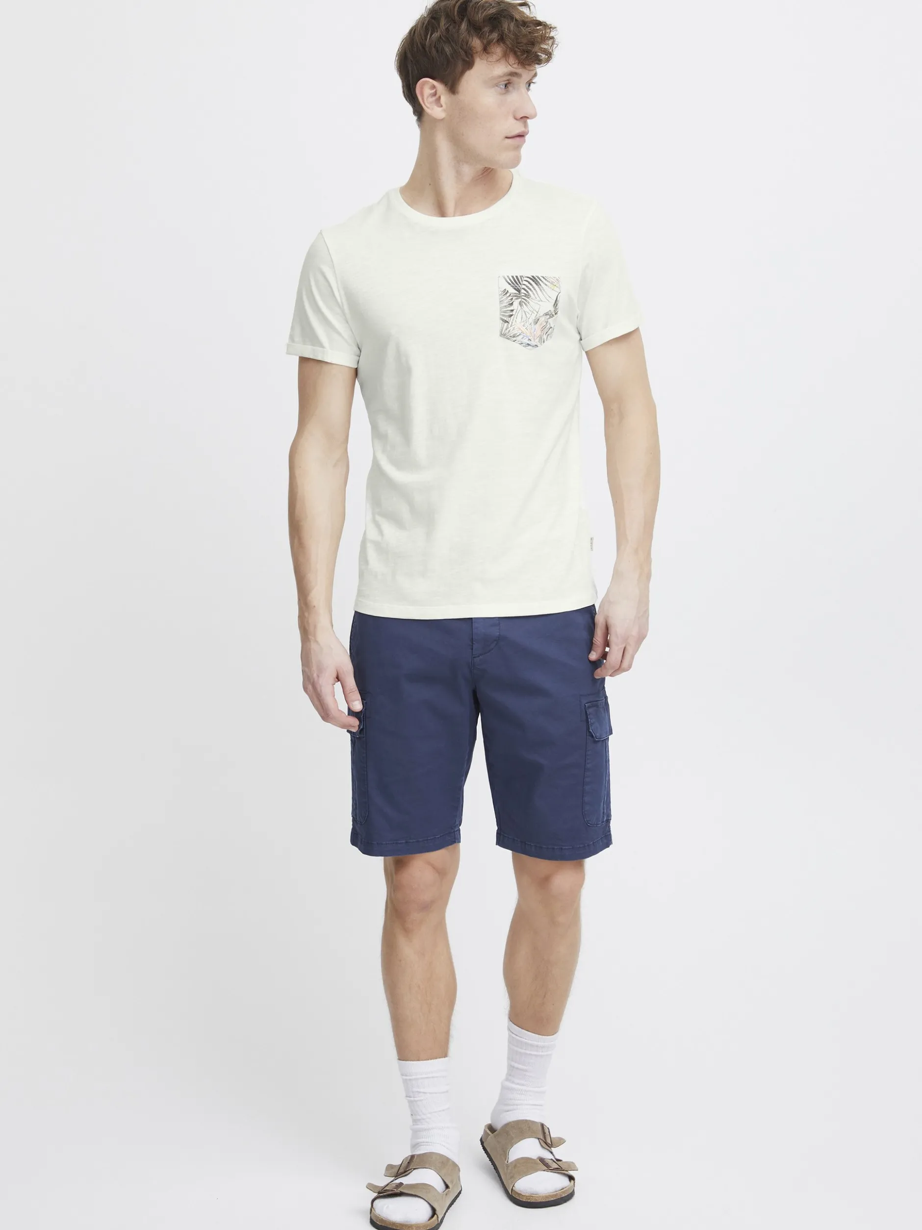 BLEND Herren Rundhalsshirt - BHFlorens in weiß