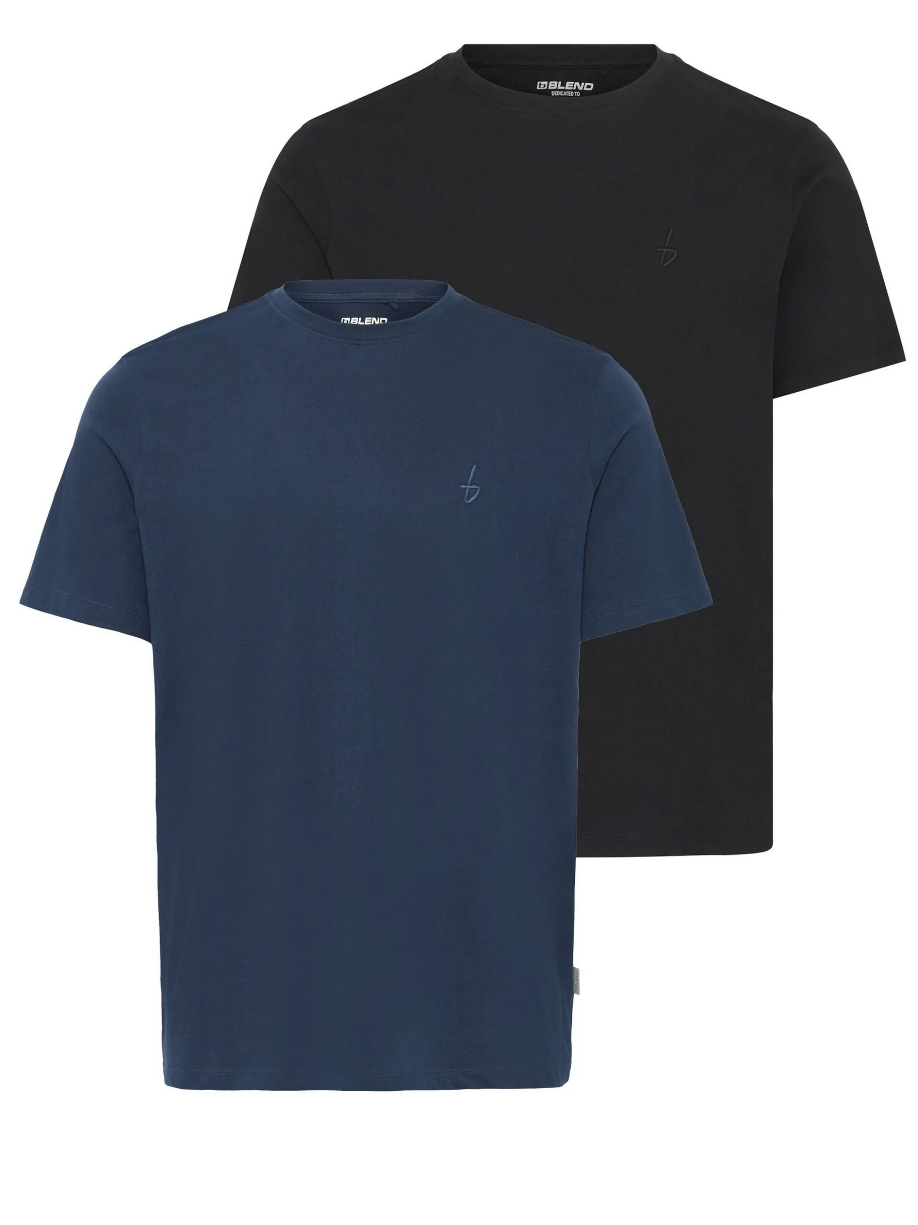BLEND Herren Rundhalsshirt - BHEbal 2er-Pack in blau