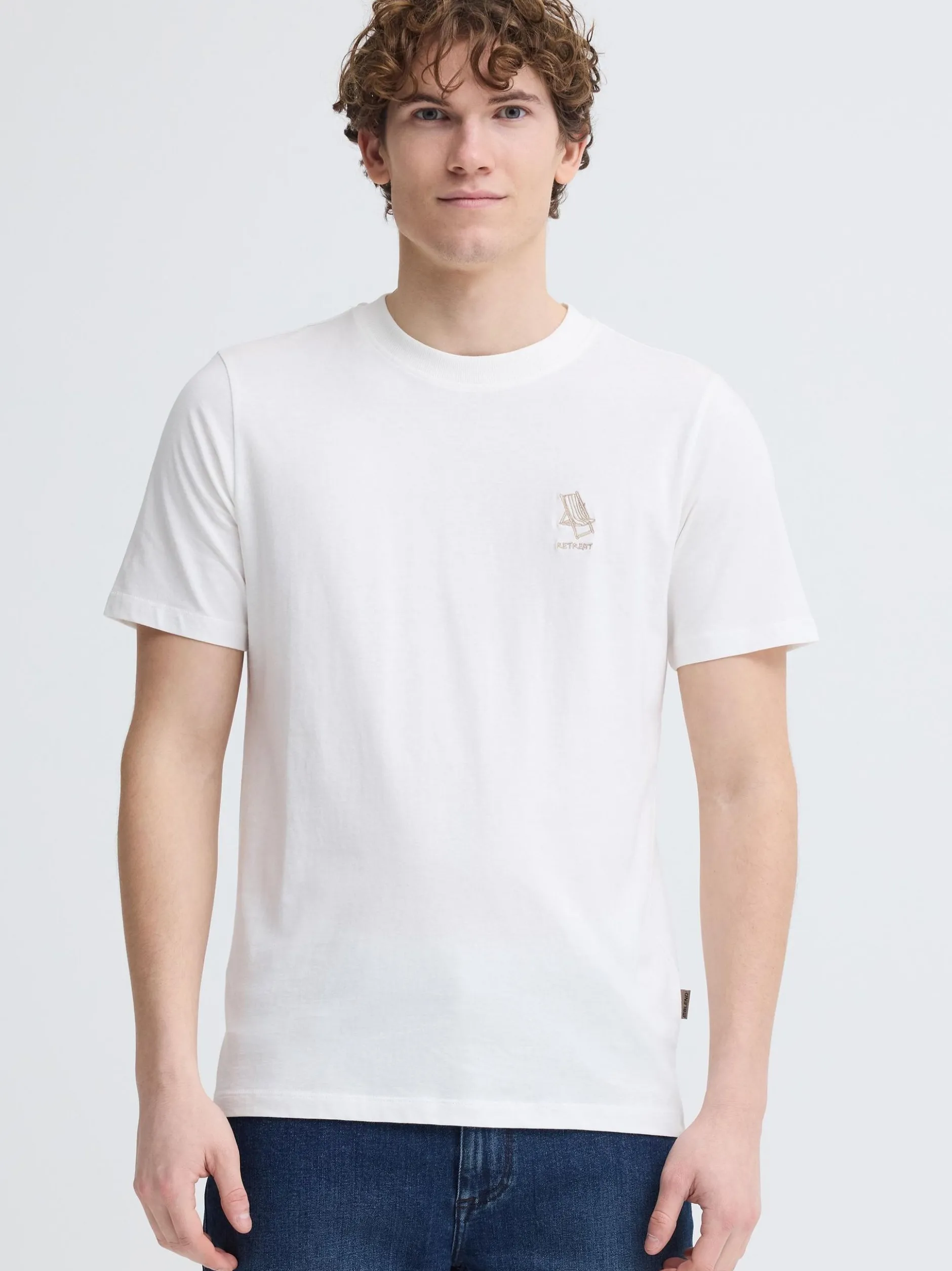 BLEND Herren Rundhalsshirt - BHJeppe in weiß