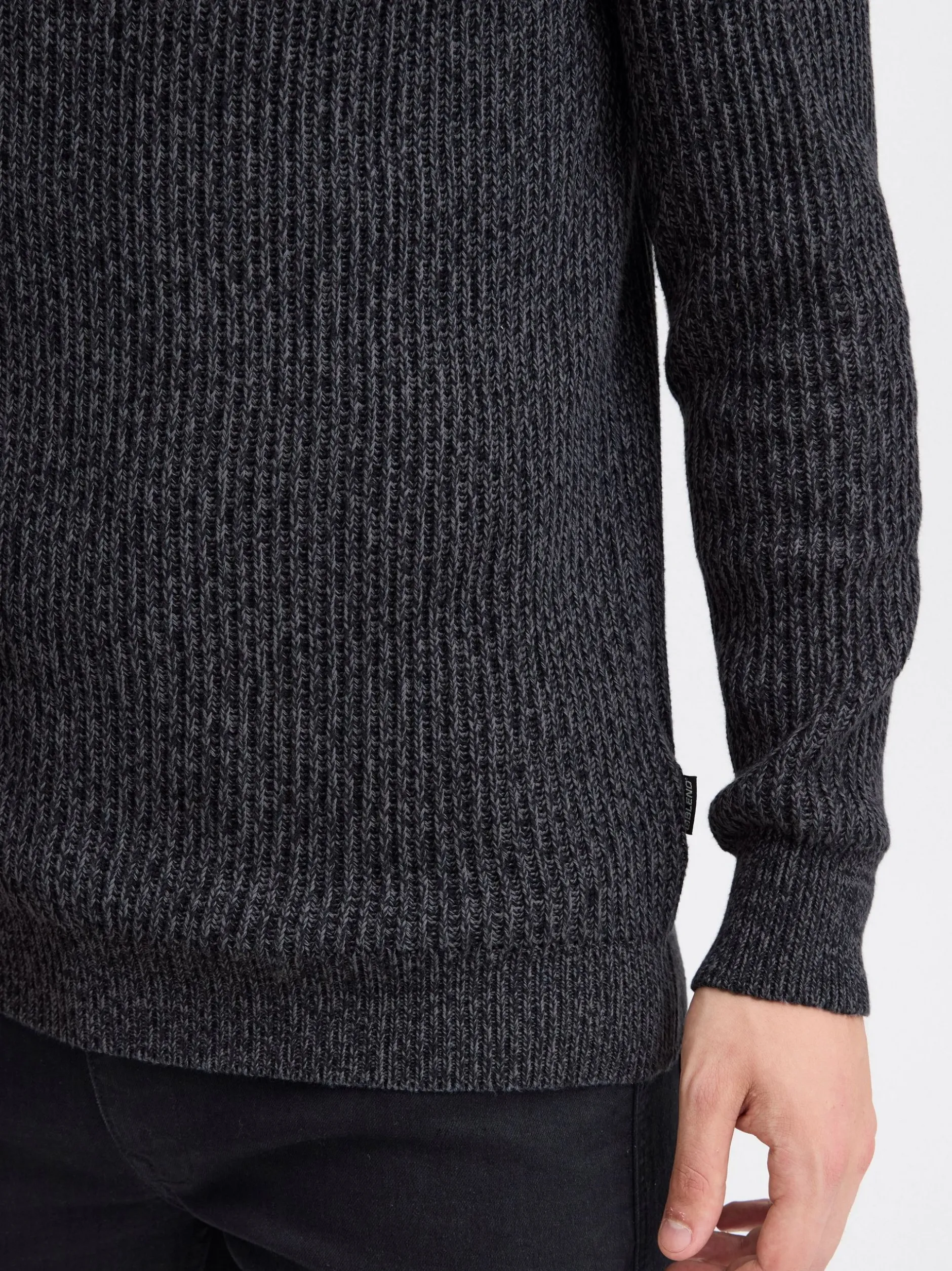 BLEND Herren Strickpullover in schwarz