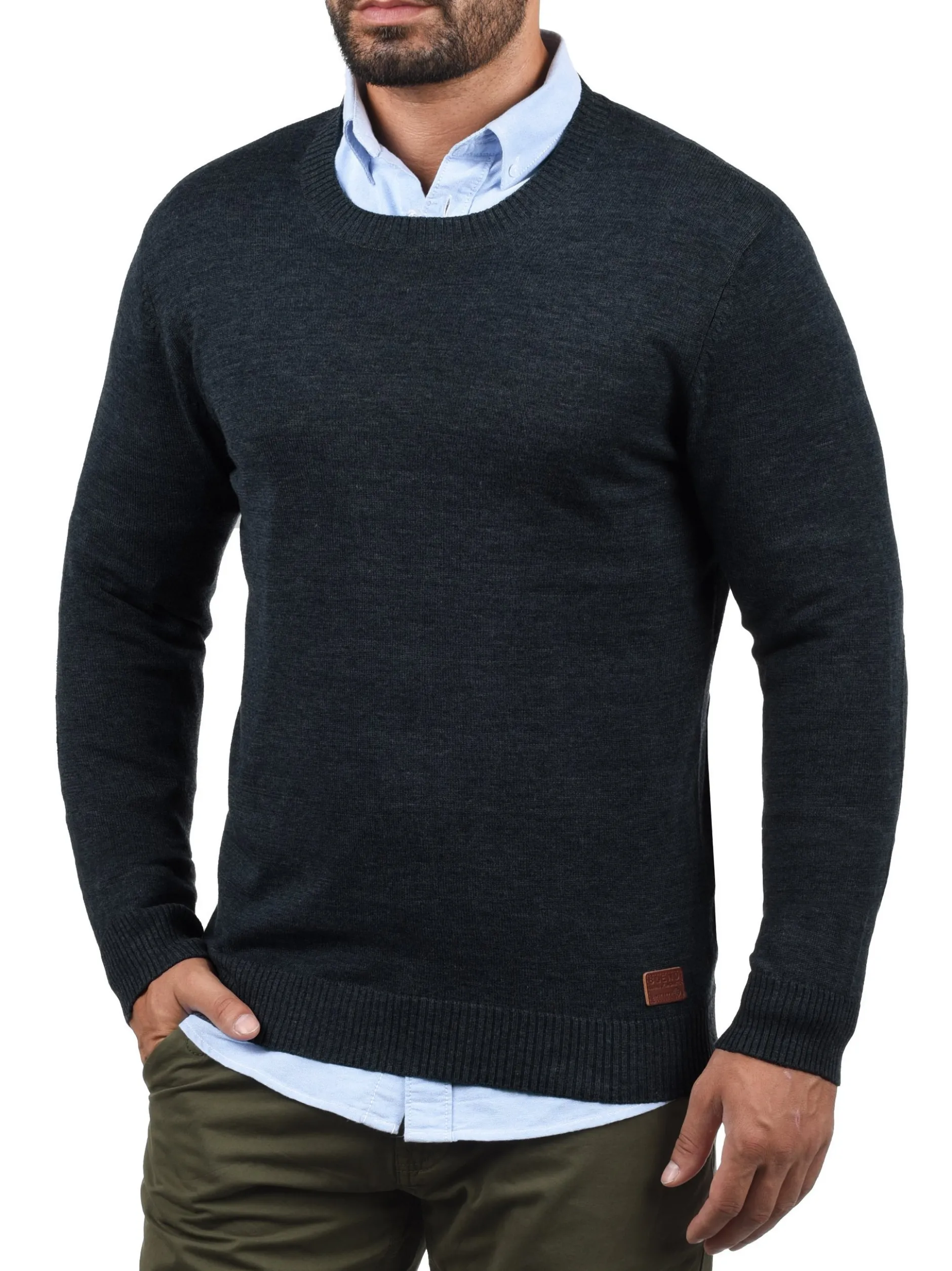 BLEND Herren Strickpullover - BHLars in marine