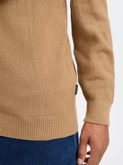 BLEND Herren Troyer in braun - Ausschnitt: Troyerkragen