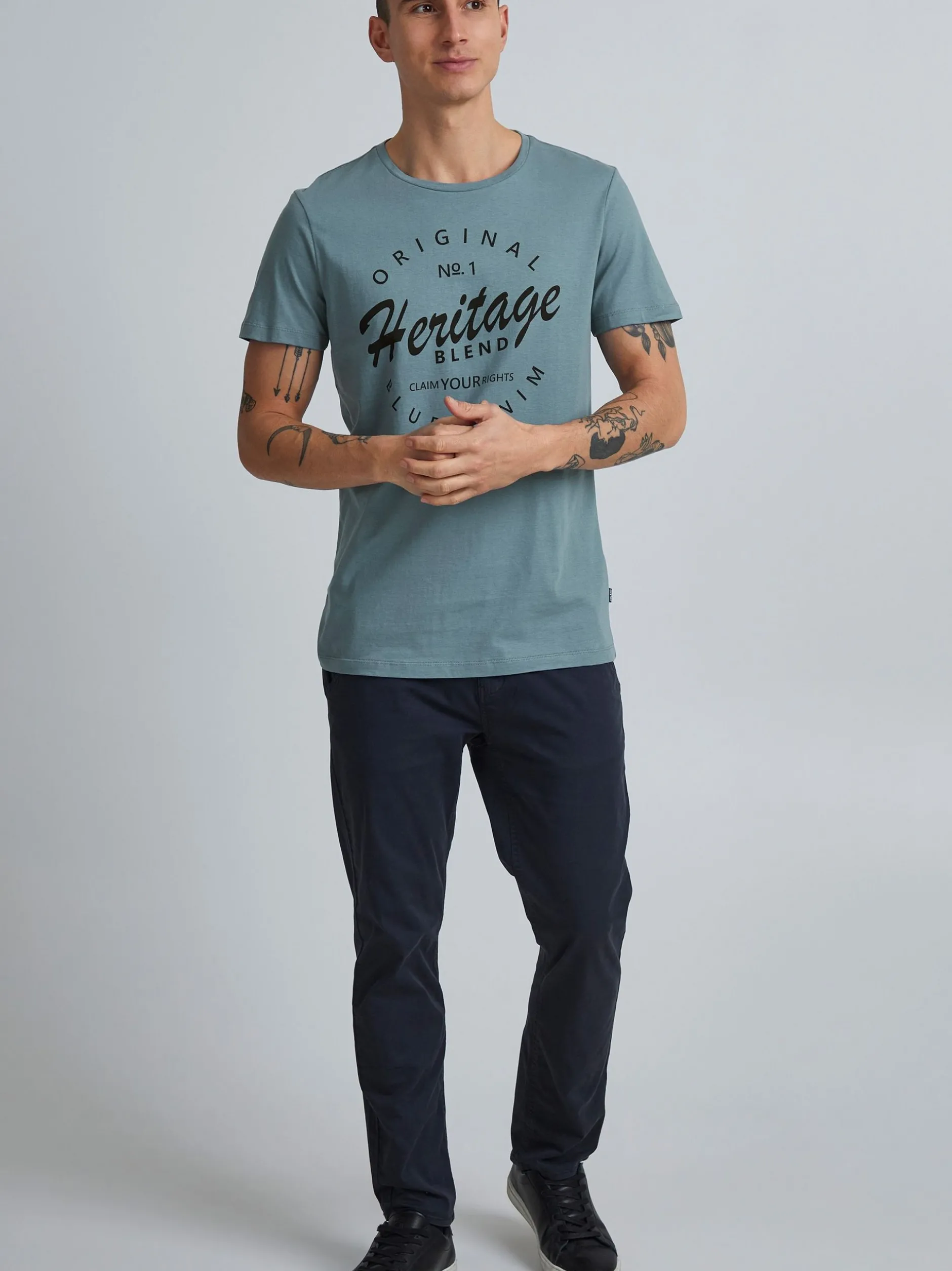 BLEND Herren T-Shirt - BHAbraham in blau