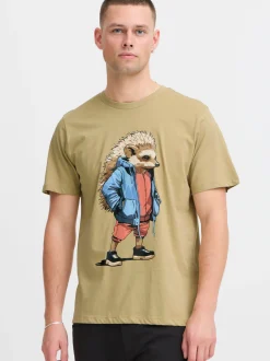 BLEND Herren T-Shirt in beige - Ausschnitt: Rundhals
