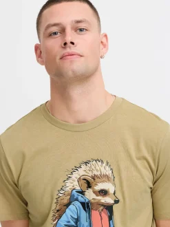 BLEND Herren T-Shirt in beige - Ausschnitt: Rundhals