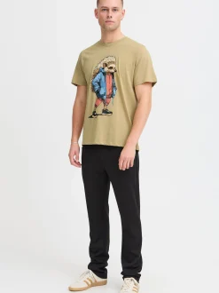 BLEND Herren T-Shirt in beige - Ausschnitt: Rundhals