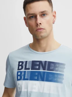 BLEND Herren T-Shirt in blau - Ausschnitt: Rundhals
