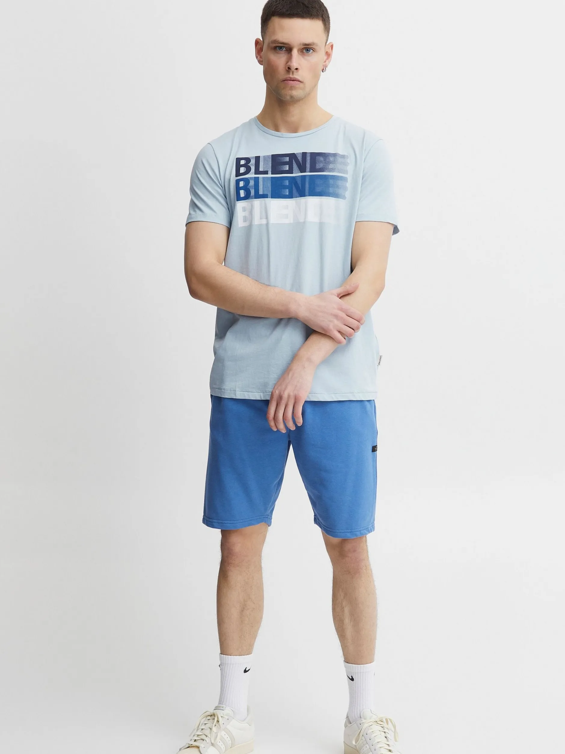 BLEND Herren T-Shirt in blau - Ausschnitt: Rundhals