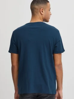 BLEND Herren T-Shirt in blau - Ausschnitt: Rundhals