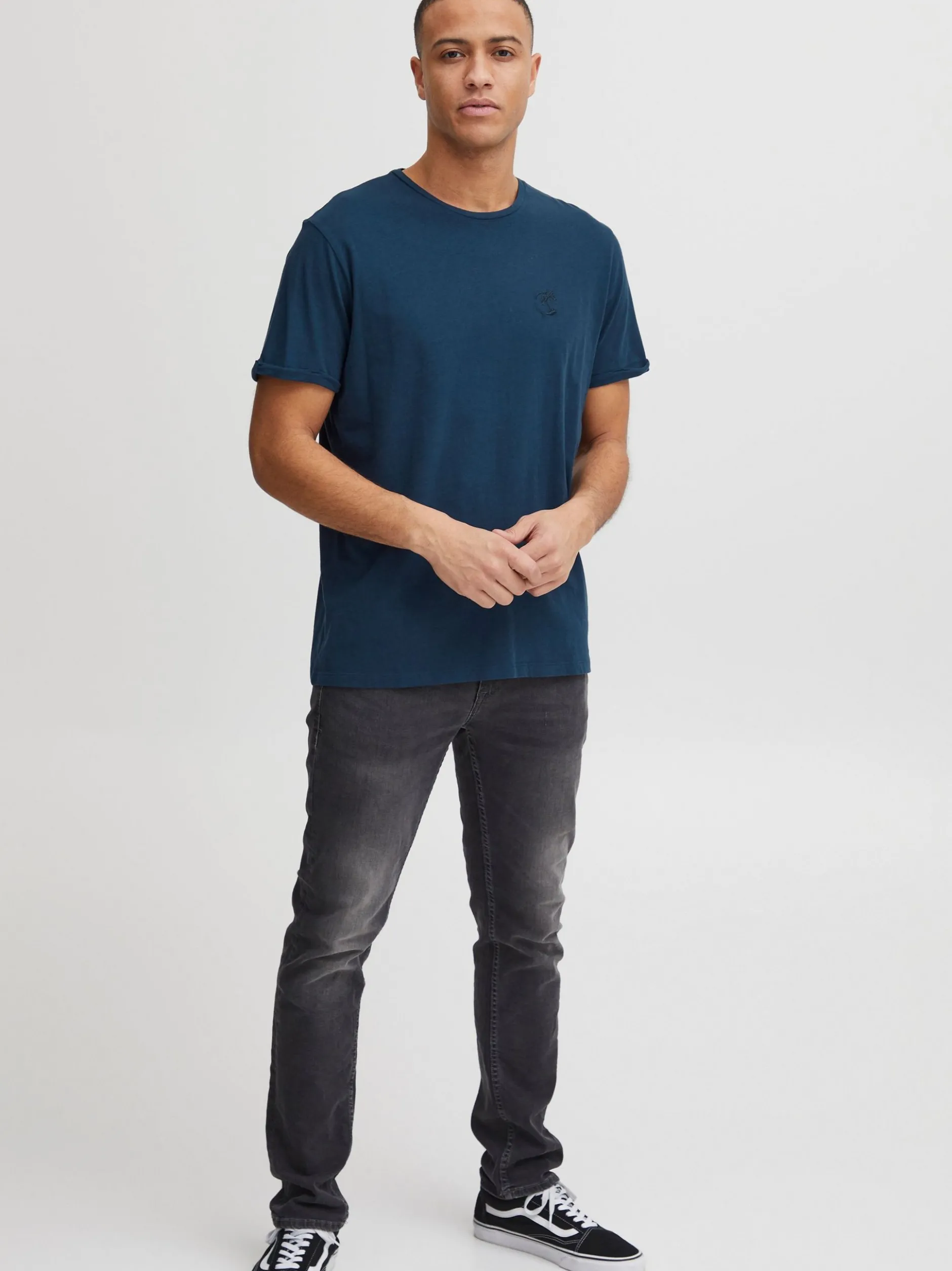 BLEND Herren T-Shirt in blau - Ausschnitt: Rundhals