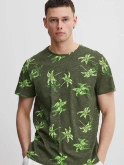 BLEND Herren T-Shirt in grün - Ausschnitt: Rundhals