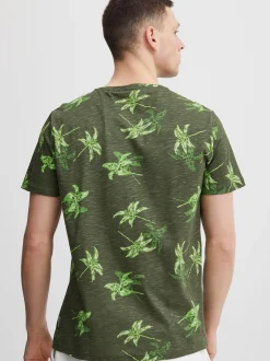 BLEND Herren T-Shirt in grün - Ausschnitt: Rundhals