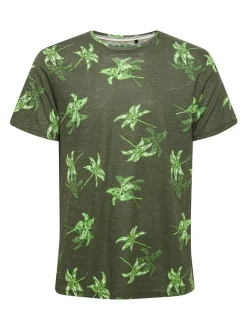 BLEND Herren T-Shirt in grün - Ausschnitt: Rundhals